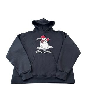Malbon Black Varsity Patch Snowman Men's Hoodie Size Large Mint